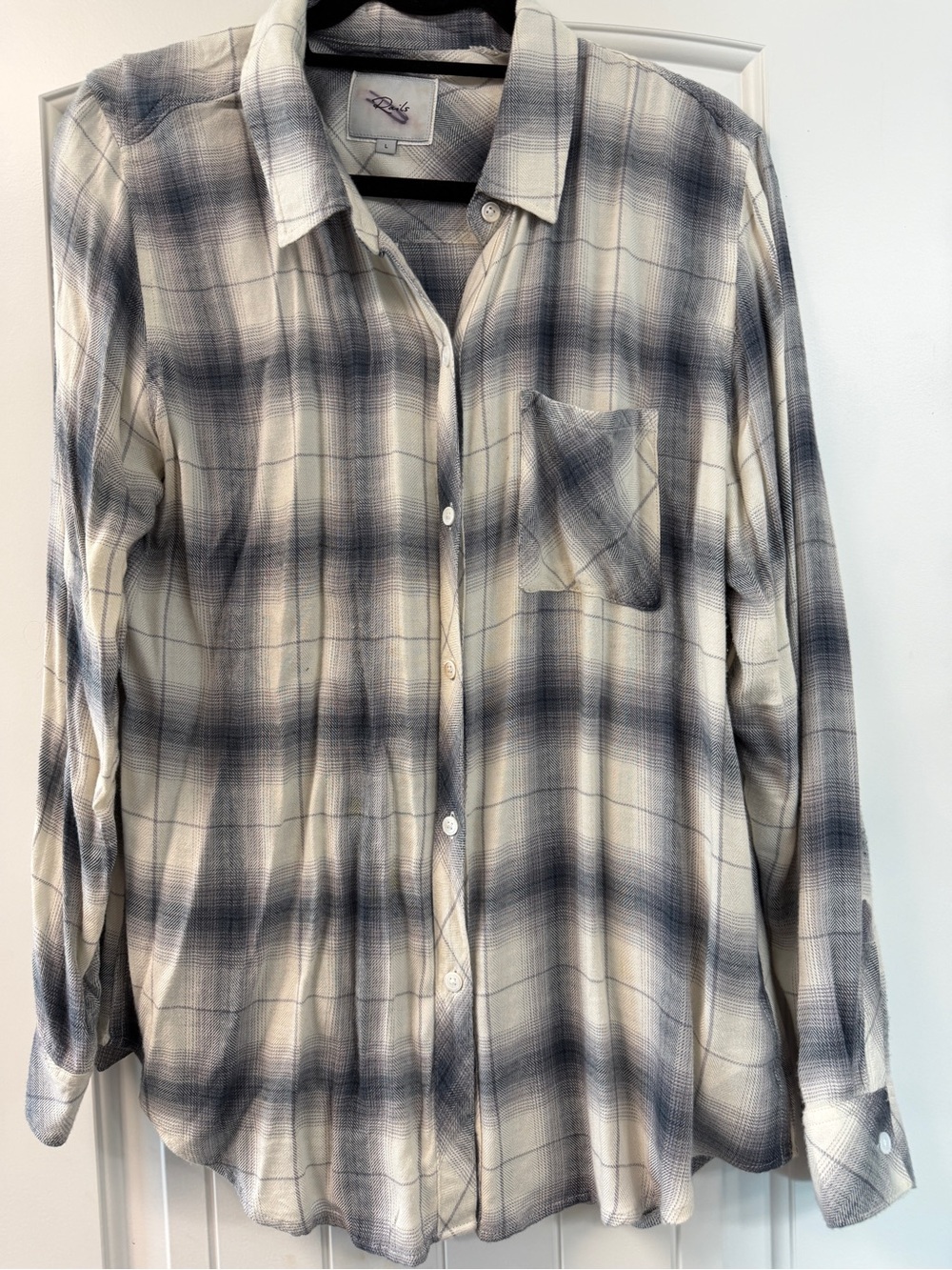 Rails Men's Plaid Button-Down Shirt in Cream and Blue-Gray